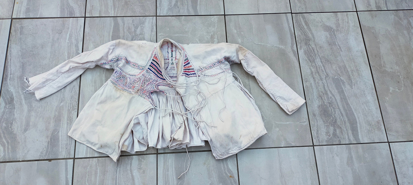 Vintage Hand Embroidered Mens Rabari Cotton Shirt (kedia) From Kutch