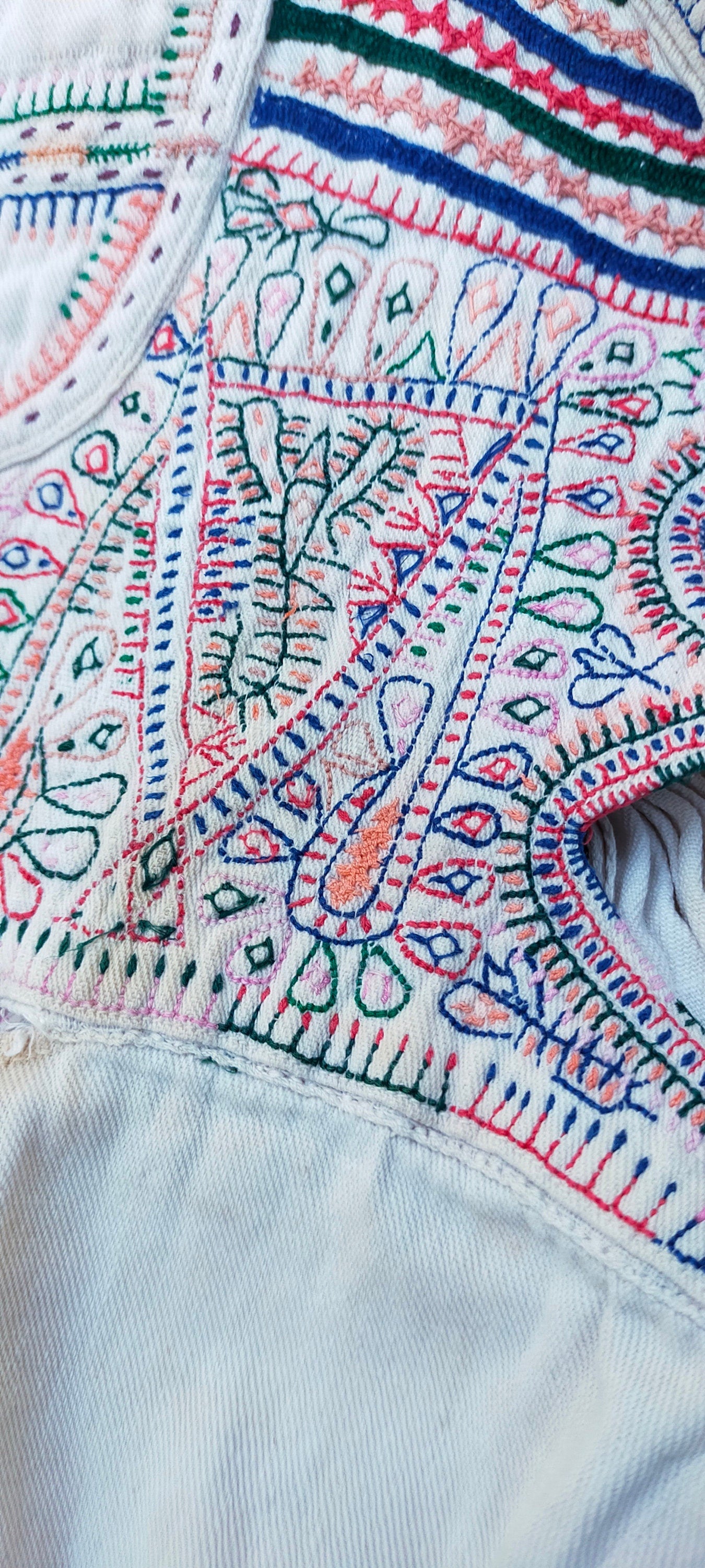 Vintage Hand Embroidered Mens Rabari Cotton Shirt (kedia) From Kutch