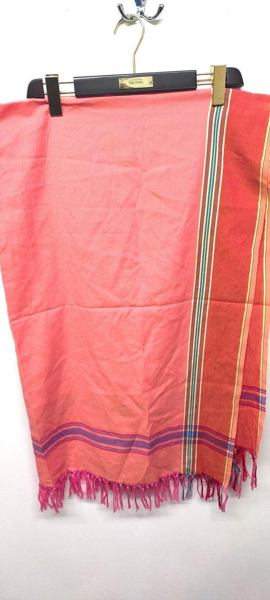 Two Tone, Handwoven Indian Khadi Pink Yellow Cotton Shawls