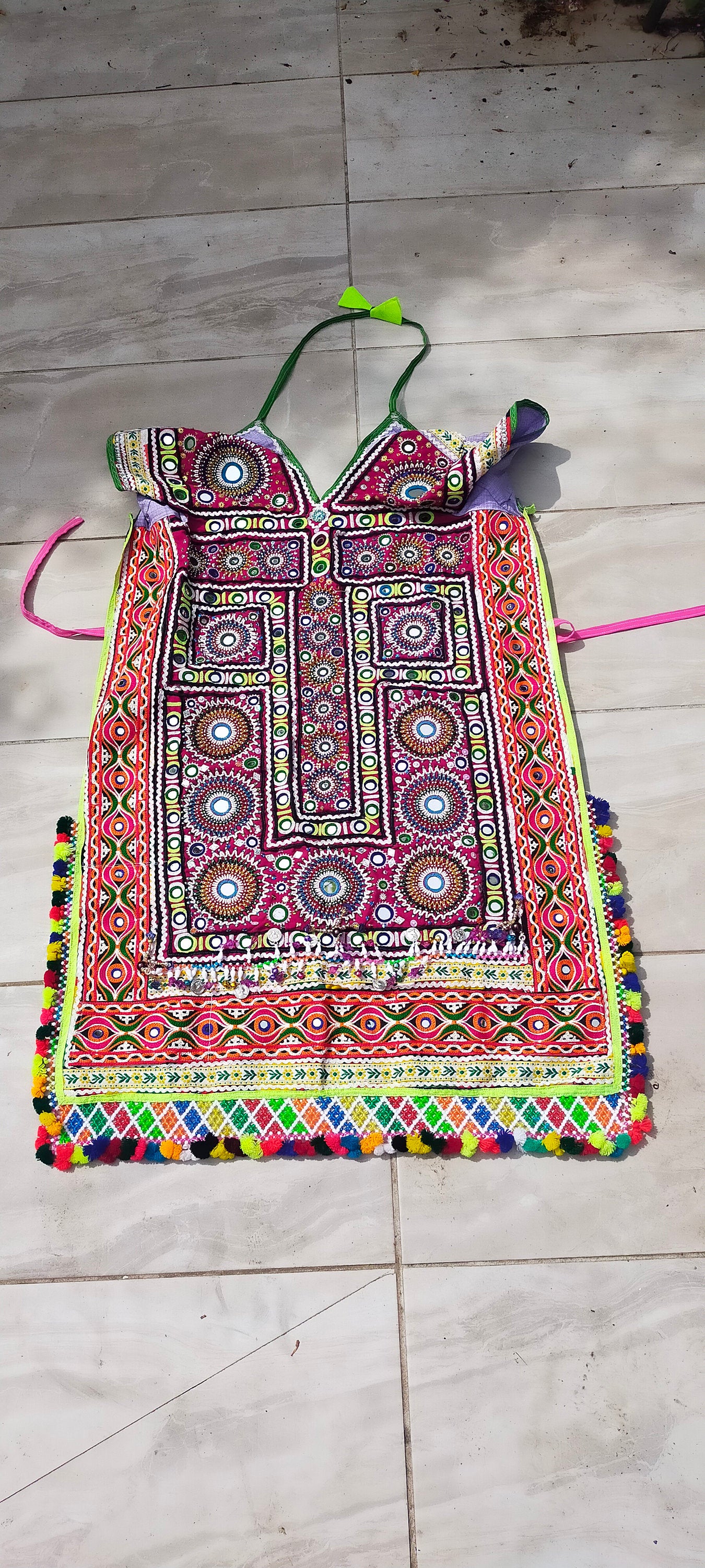 Intricate Hand Stitched And Beaded Mirror work Banjara Tunic Dress Made By The Meghwal Nomadic Tribe From Kutch, Gujarat