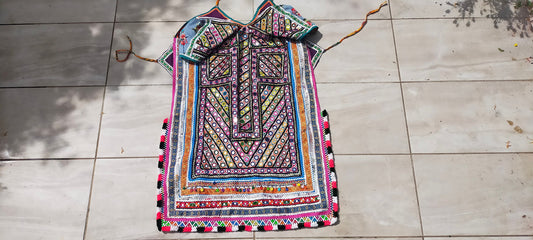 Intricate Hand Embroidered And Beaded Mirror work Banjara Tunic Dress Made By The Meghwal Nomadic Tribe From Kutch, Gujarat