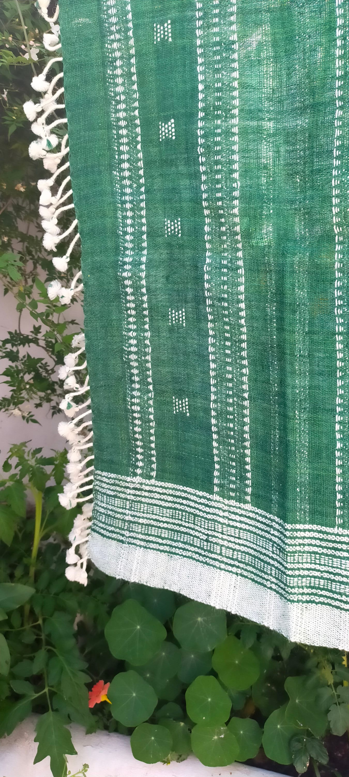 Handwoven Desi Wool (indian wool) Green Shawls/Throws From Kutch Gujarat