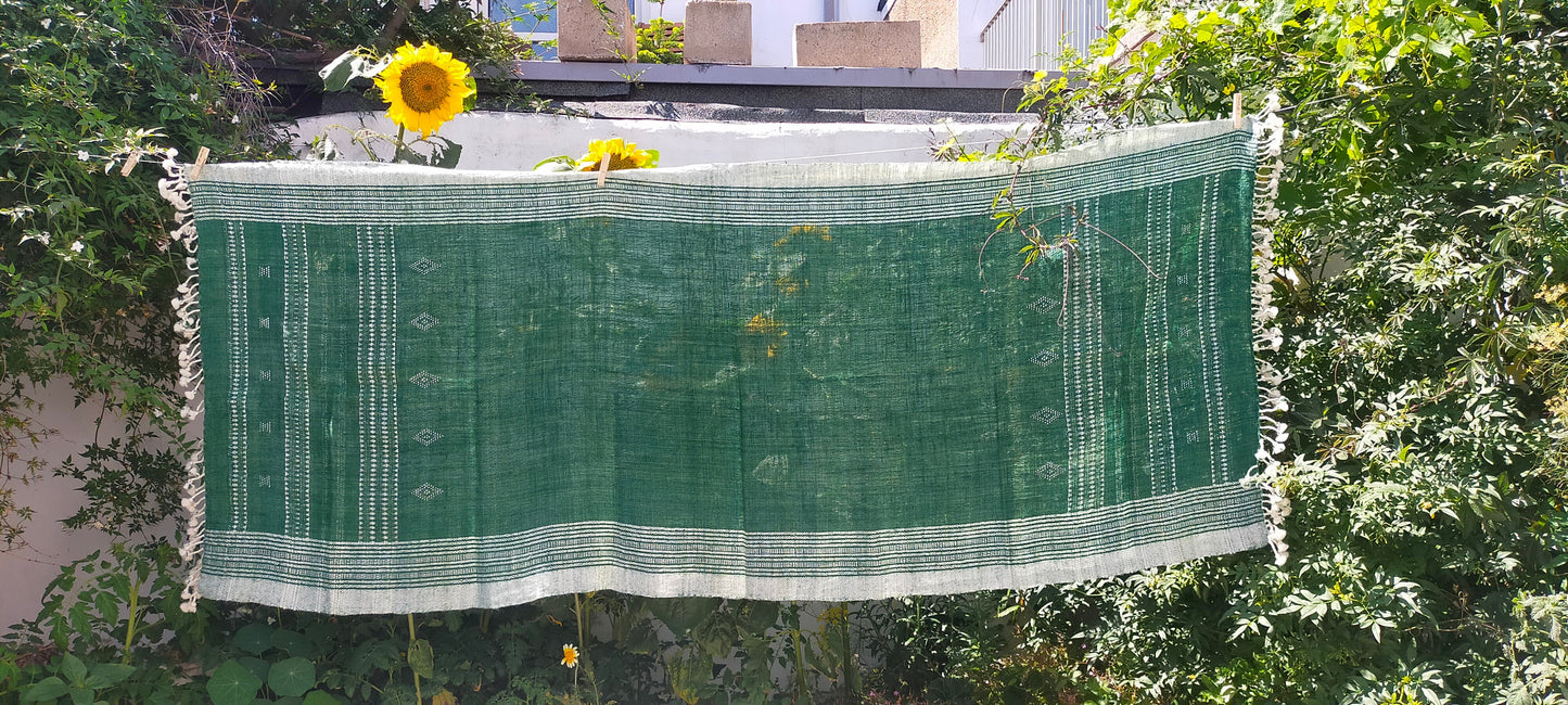 Handwoven Desi Wool (indian wool) Green Shawls/Throws From Kutch Gujarat
