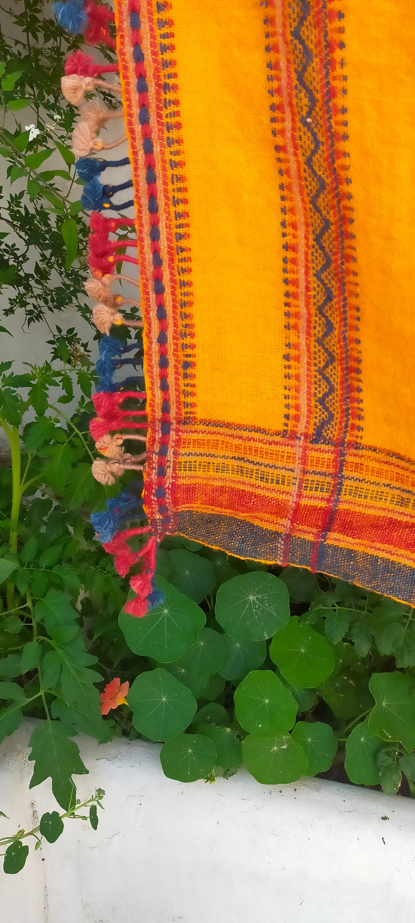 Handwoven Desi Wool (indian wool) Indigo Shawls/Throws From Kutch Gujarat Orange
