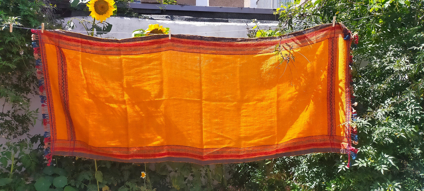 Handwoven Desi Wool (indian wool) Indigo Shawls/Throws From Kutch Gujarat Orange