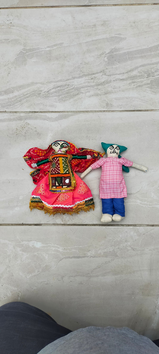 Set Of 2 Handmade Dolls From The Meghwal Tribe Of Kutch Gujarat Perfect For The Cgristmas Tree