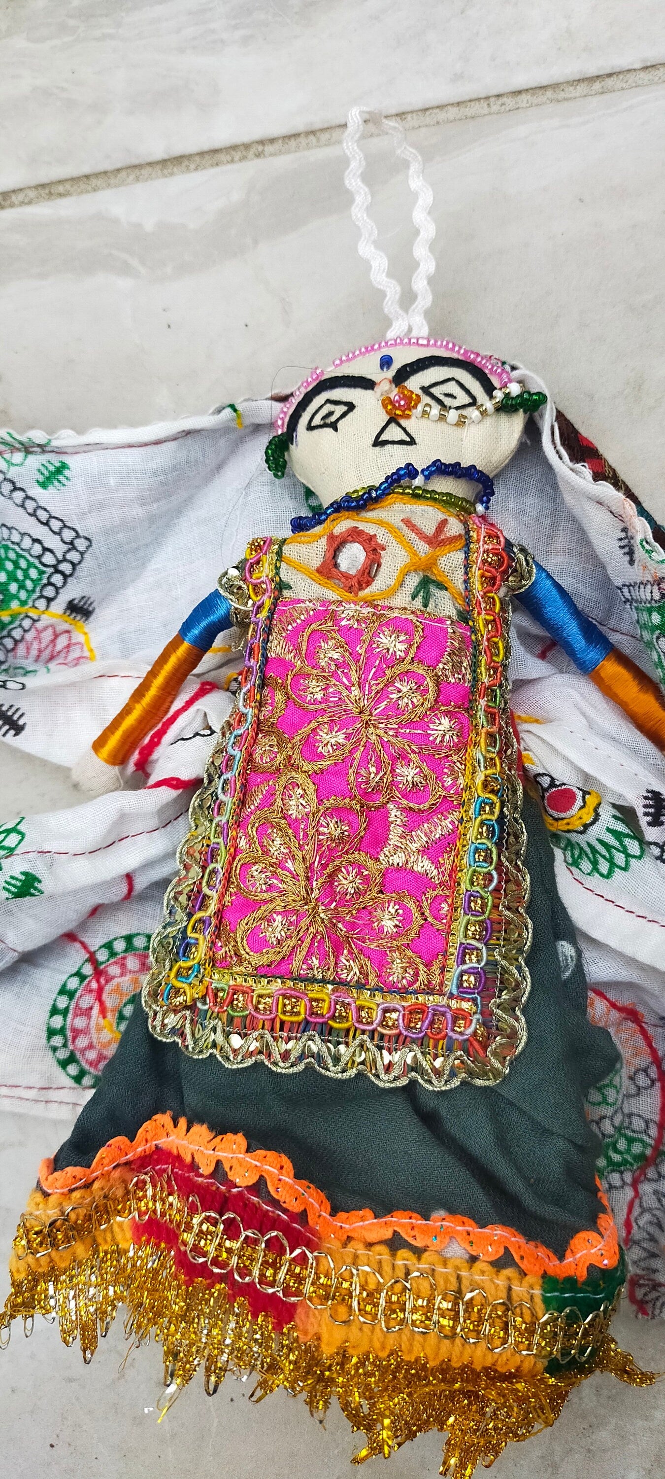 Set Of 2 Handmade Dolls From The Meghwal Tribe Of Kutch Gujarat Christmas Tree Decorations