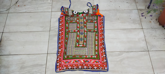 Beaded Mirror work Banjara Tunic Dress Made By The Meghwal Nomadic Tribe From Kutch, Gujarat - Hippy Festival Wear