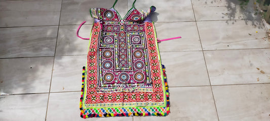 Intricate Hand Stitched And Beaded Mirror work Banjara Tunic Dress Made By The Meghwal Nomadic Tribe From Kutch, Gujarat