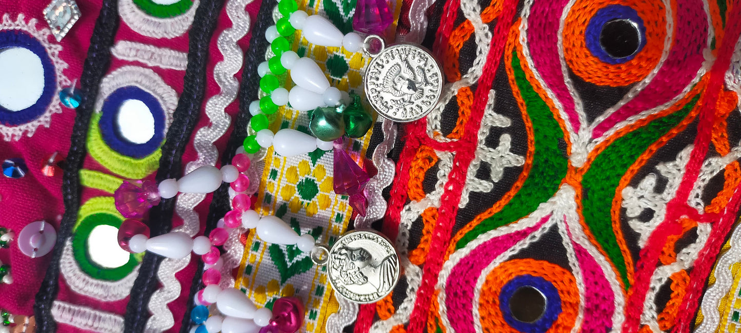 Intricate Hand Stitched And Beaded Mirror work Banjara Tunic Dress Made By The Meghwal Nomadic Tribe From Kutch, Gujarat