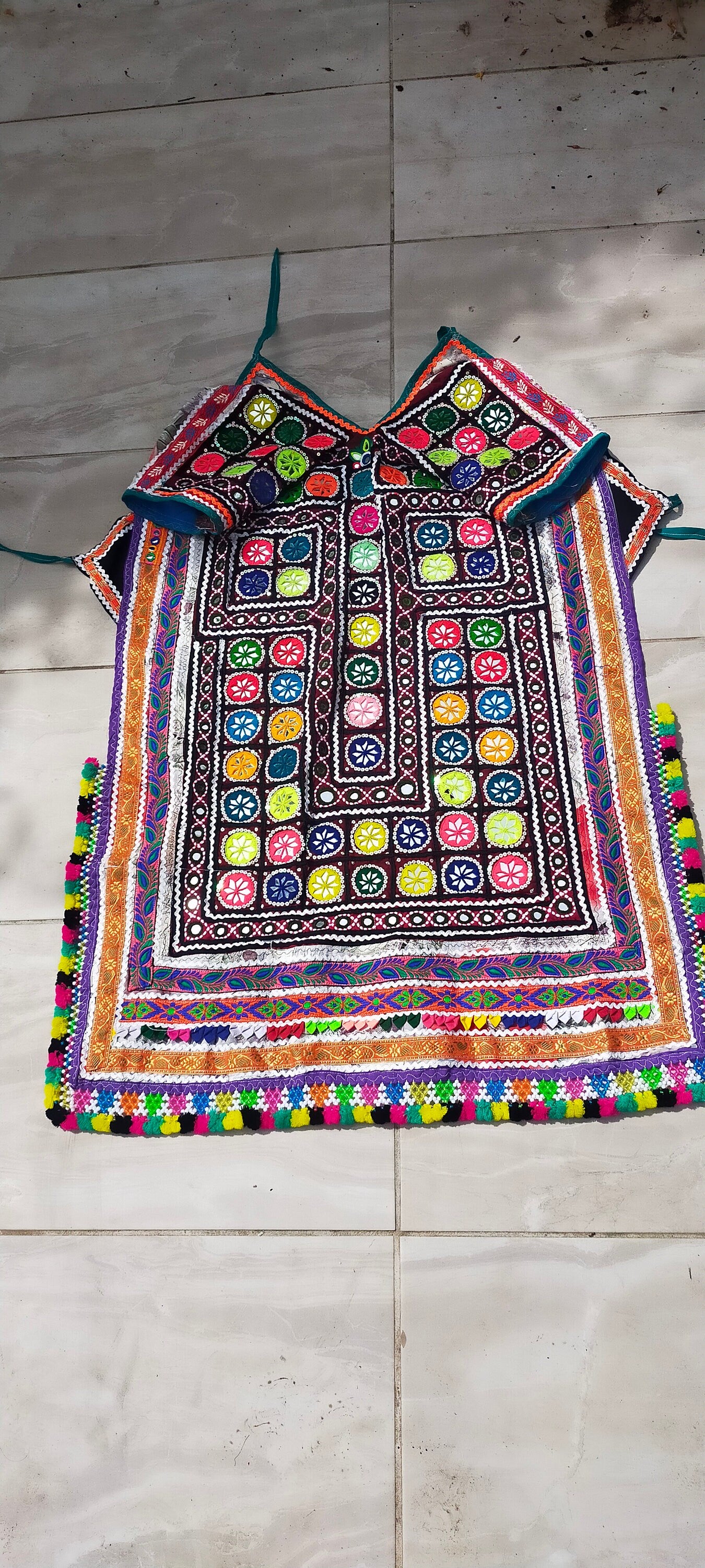 Beaded Mirror work Banjara Tunic Dress Made By The Meghwal Nomadic Tribe From Kutch, Gujarat - Festival Wear
