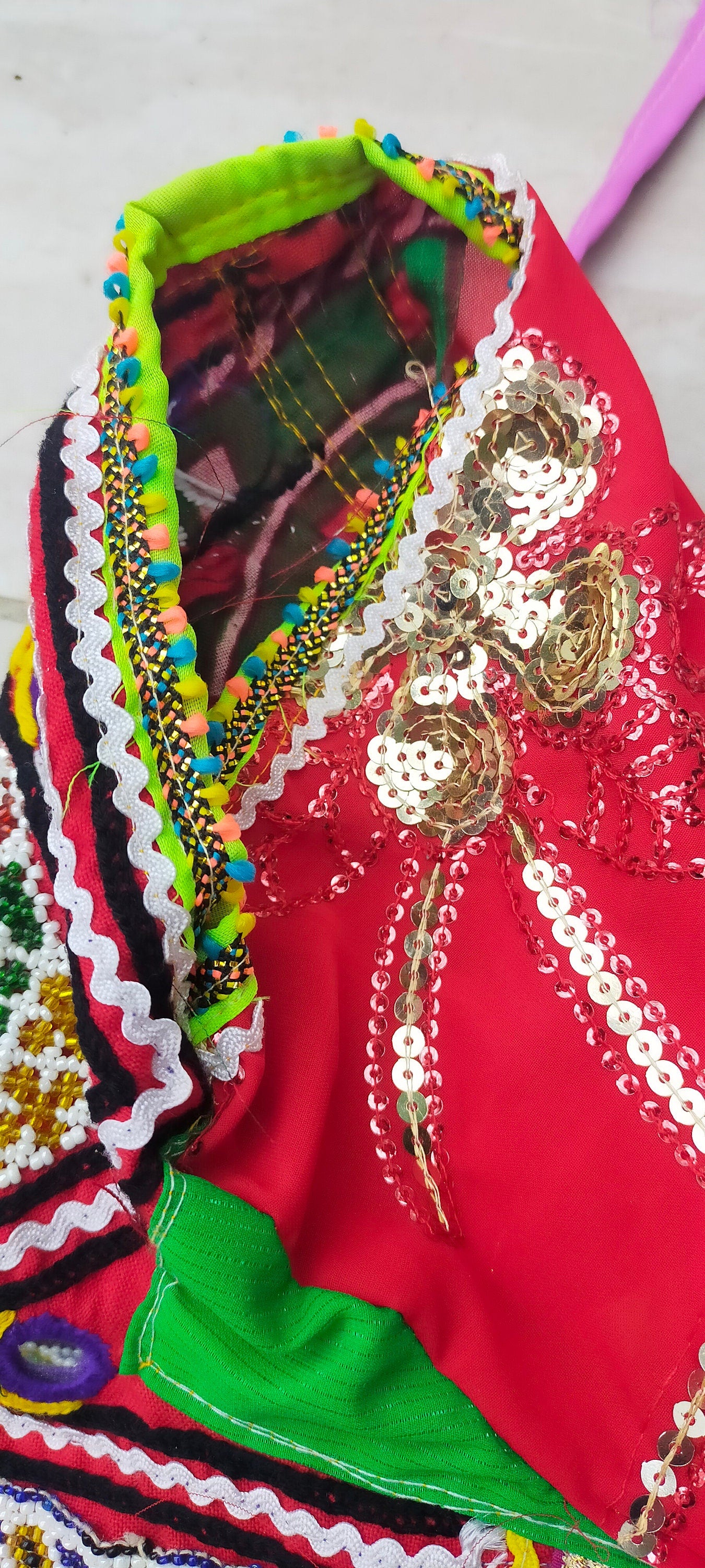 Beaded Mirror work Banjara Tunic Dress Made By The Meghwal Nomadic Tribe From Kutch, Gujarat - Hand-Stitched Embroidery
