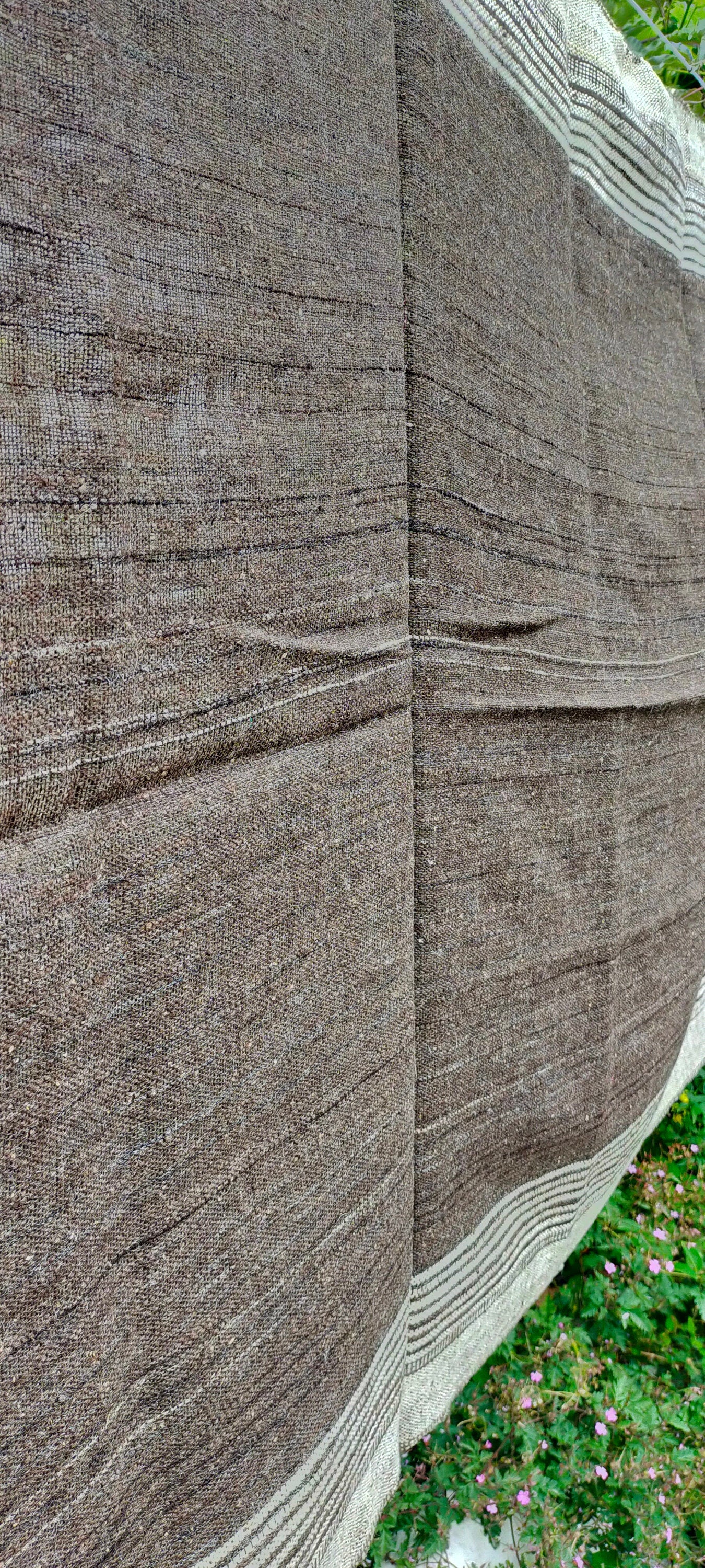 Handwoven Desi Wool (indian wool) Shawl Throw Or Table Cloth In Natural Colours