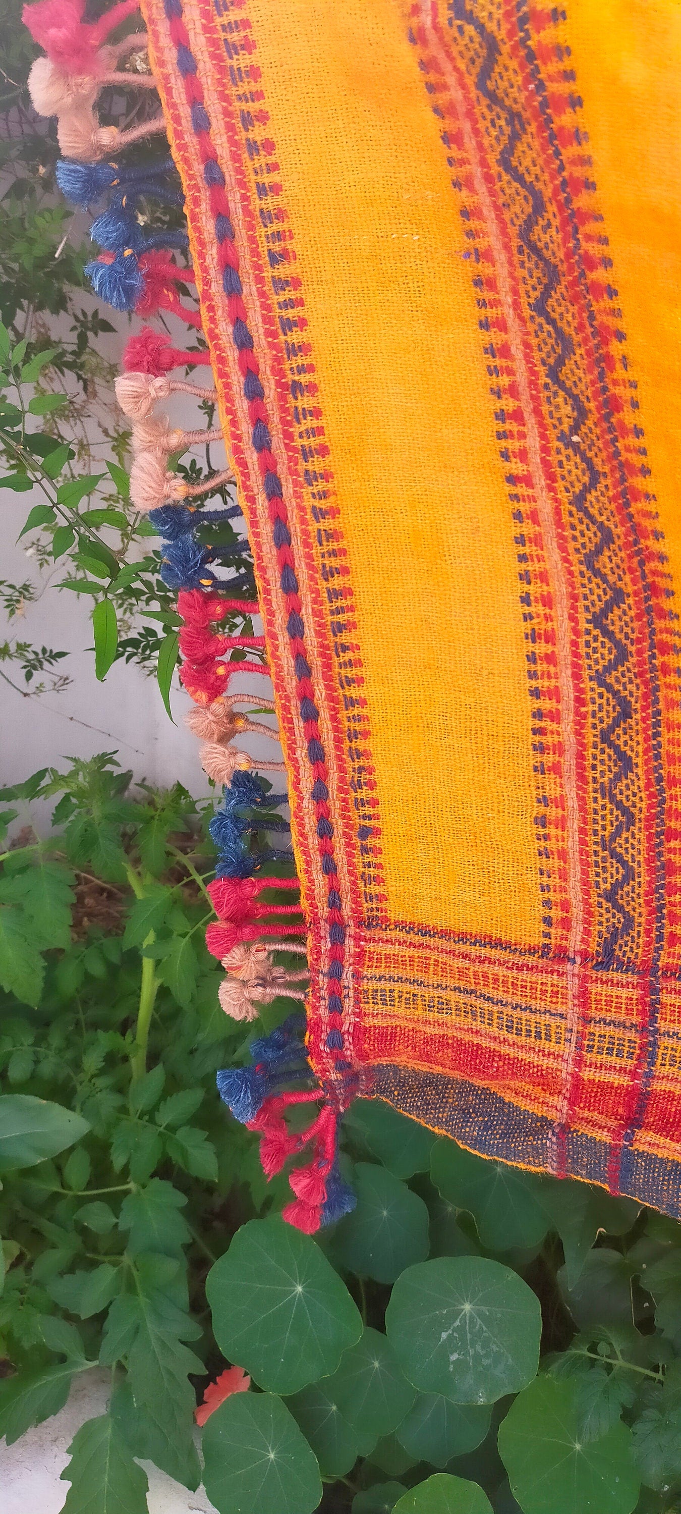 Handwoven Desi Wool (indian wool) Indigo Shawls/Throws From Kutch Gujarat Orange