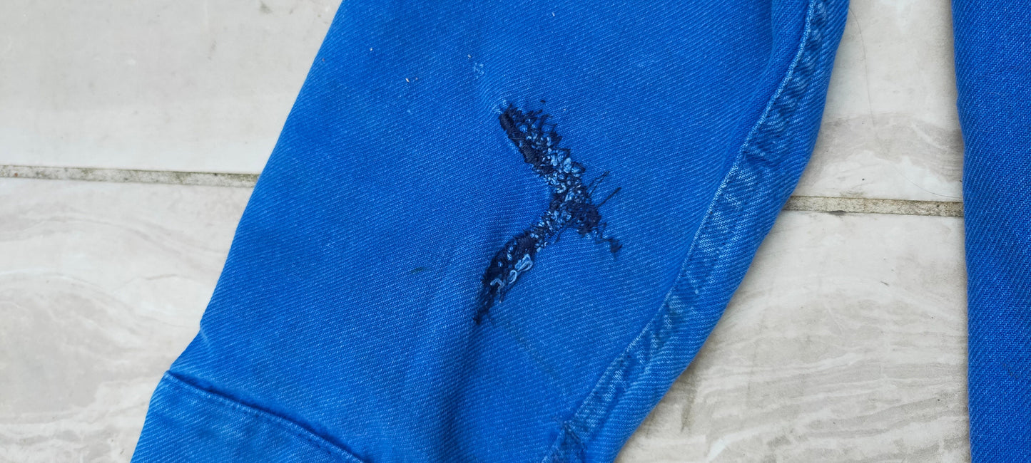 Vintage French 1950s 'Travail de Blue' Indigo Workwear Chore Shirt Jacket.