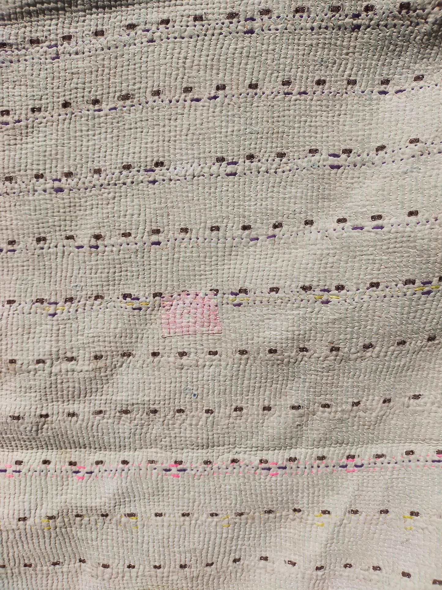 Vintage Hand Stitched Vintage Kantha Quilt Made From Recycled Saris From India