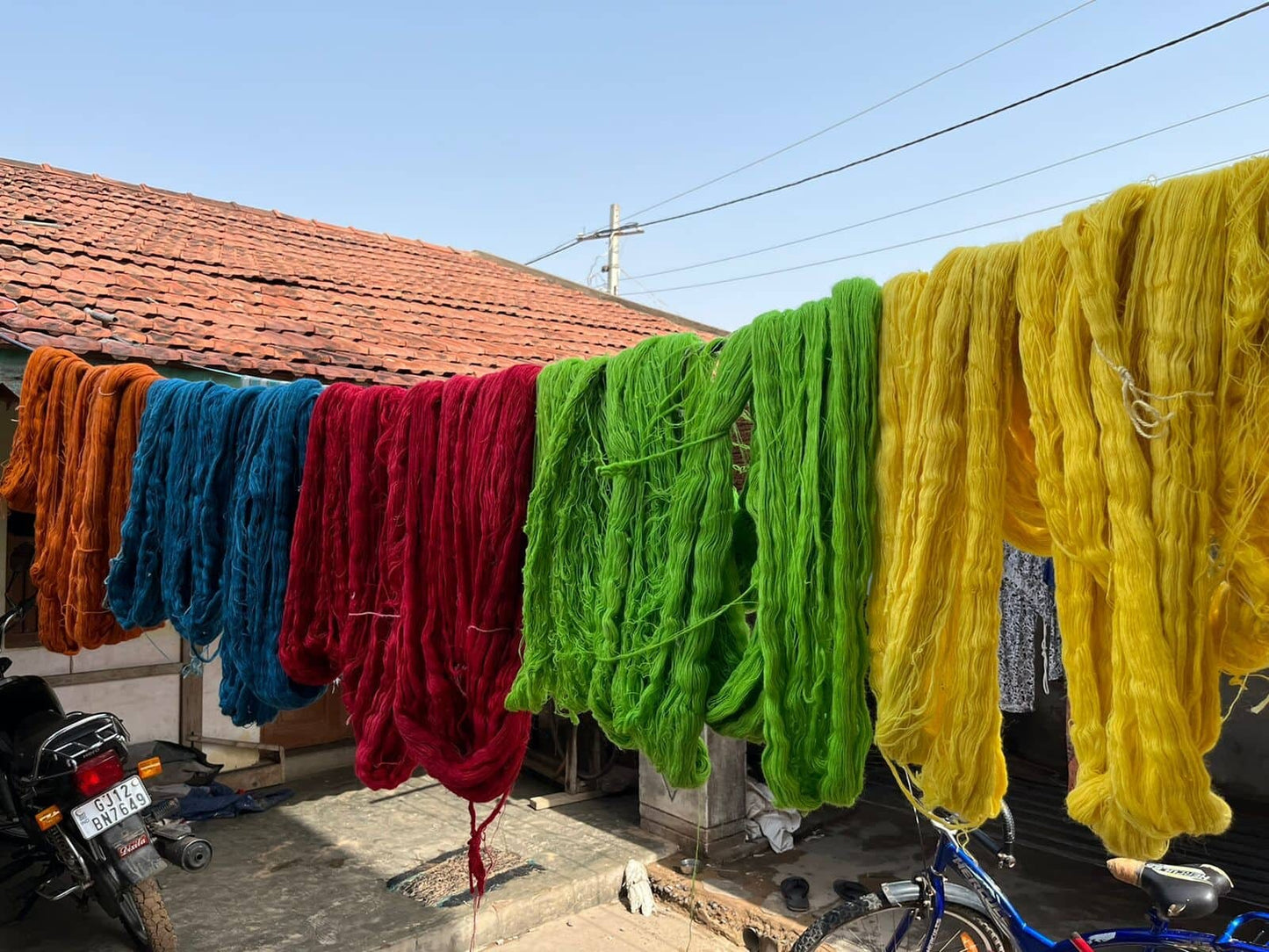 Handwoven Orange Wool Shawl/Throw/Blanket From Kutch, Gujarat.