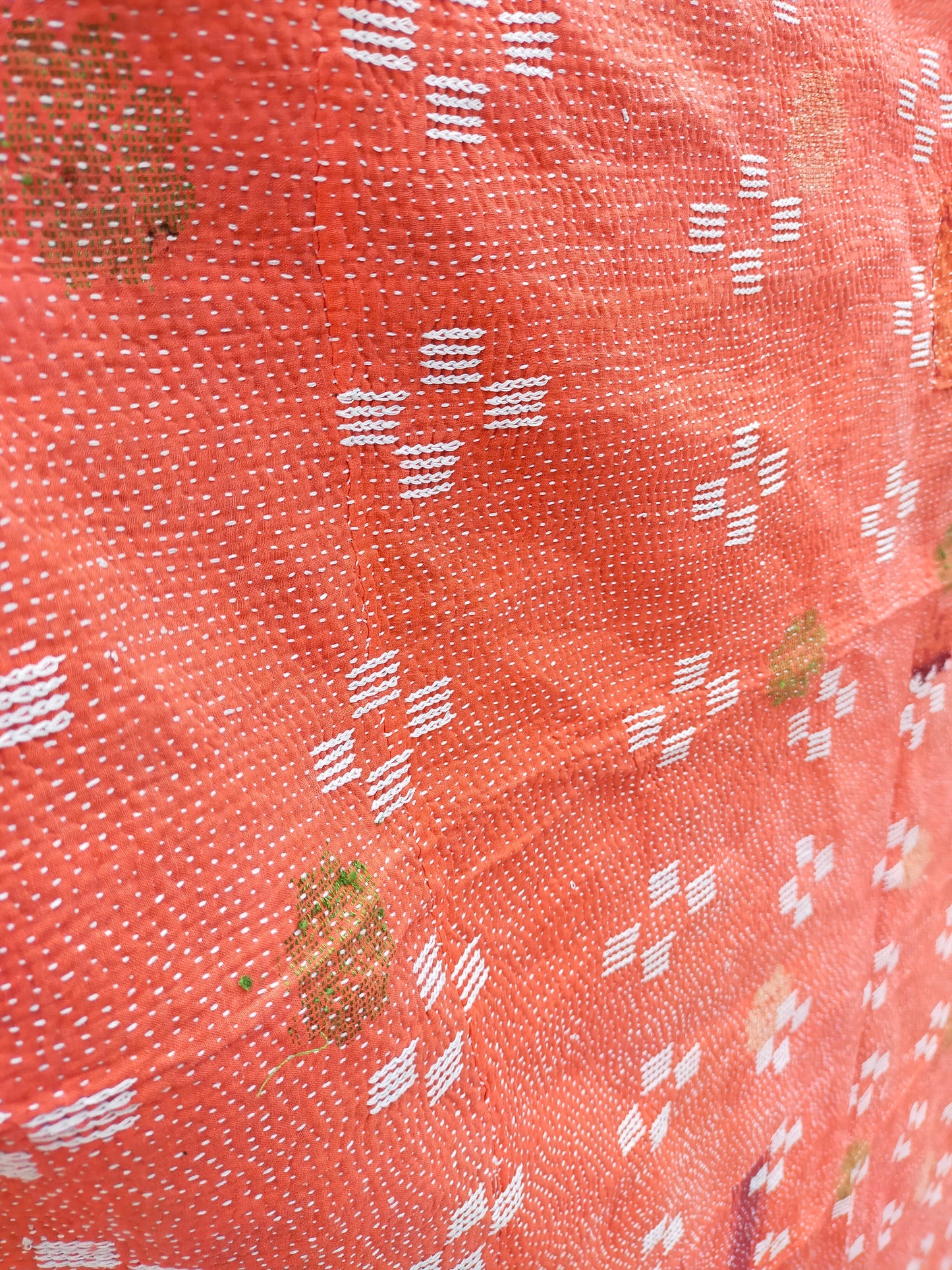 Vintage Hand-Stitched Kantha Blanket From India - Made From Upcycled Sari