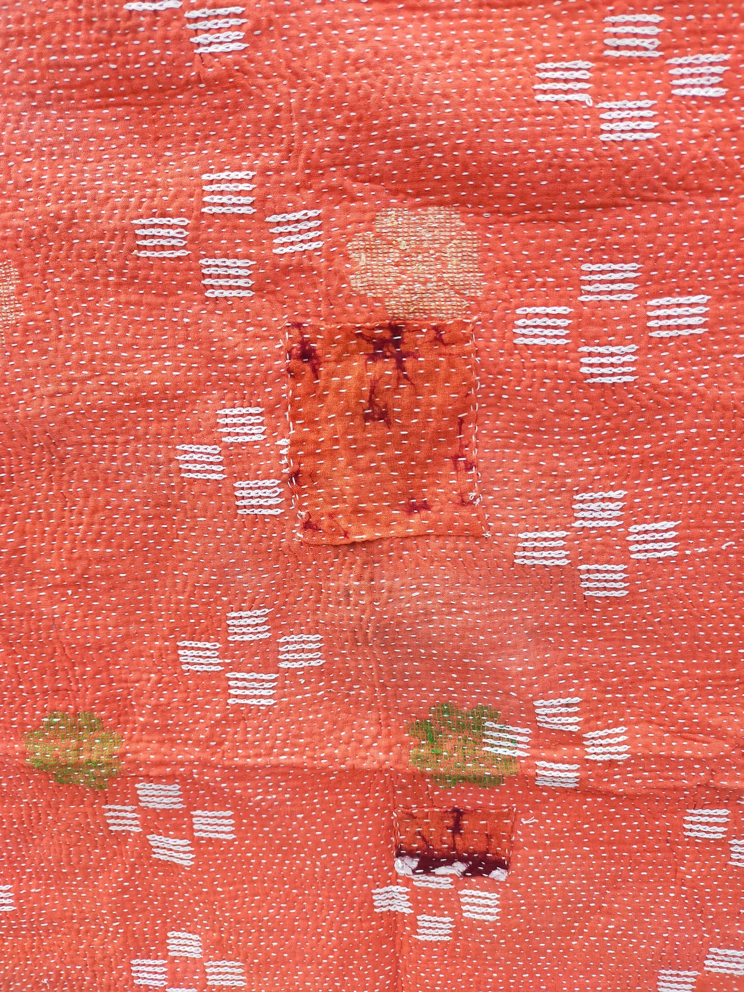 Vintage Hand-Stitched Kantha Blanket From India - Made From Upcycled Sari