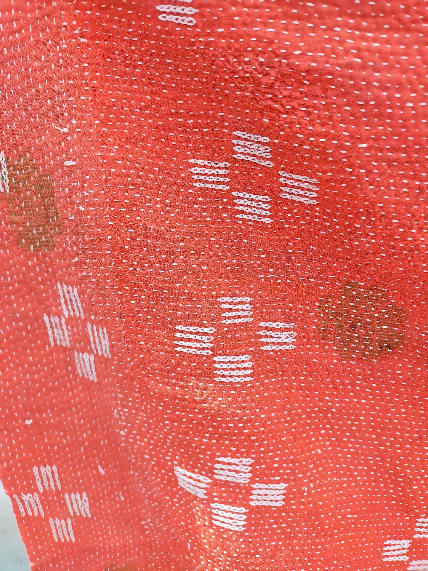 Vintage Hand-Stitched Kantha Blanket From India - Made From Upcycled Sari