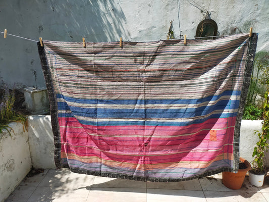 Vintage Hand Stitched Kantha Blanket From India - Handmade Quilt
