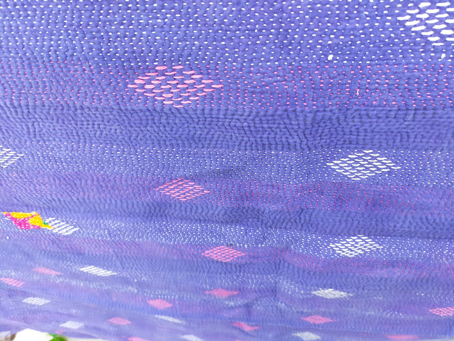 Vintage Hand Stitched Patchwork Kantha Blanket Quilt From India Made From Recycled Cotton Saris - Bedspread