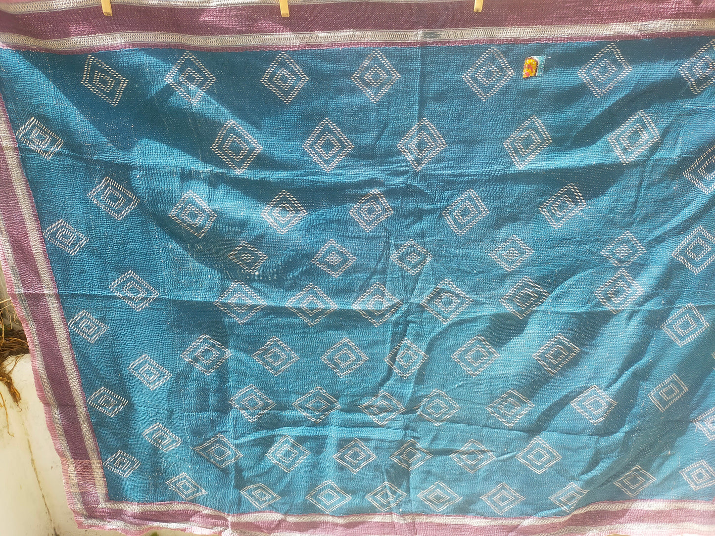 Vintage Hand-Stitched Patchwork Kantha Blanket Quilt From India Made From Recycled Cotton Saris - Almost Like Japanese Boro