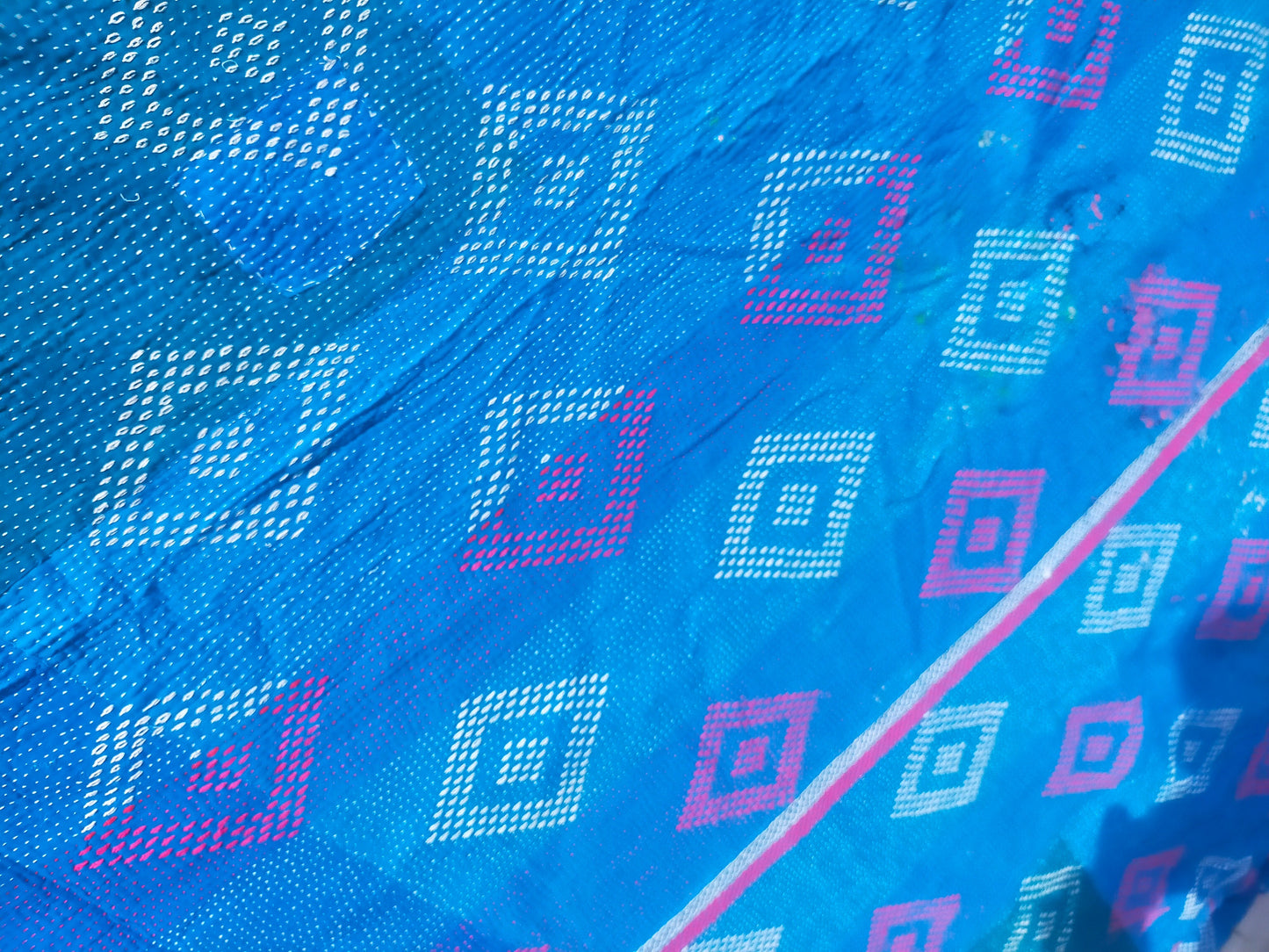 Vintage Hand Stitched Patchwork Kantha Blanket Quilt From India Made From Recycled Cotton Saris Blue Sashiko Style Indigo