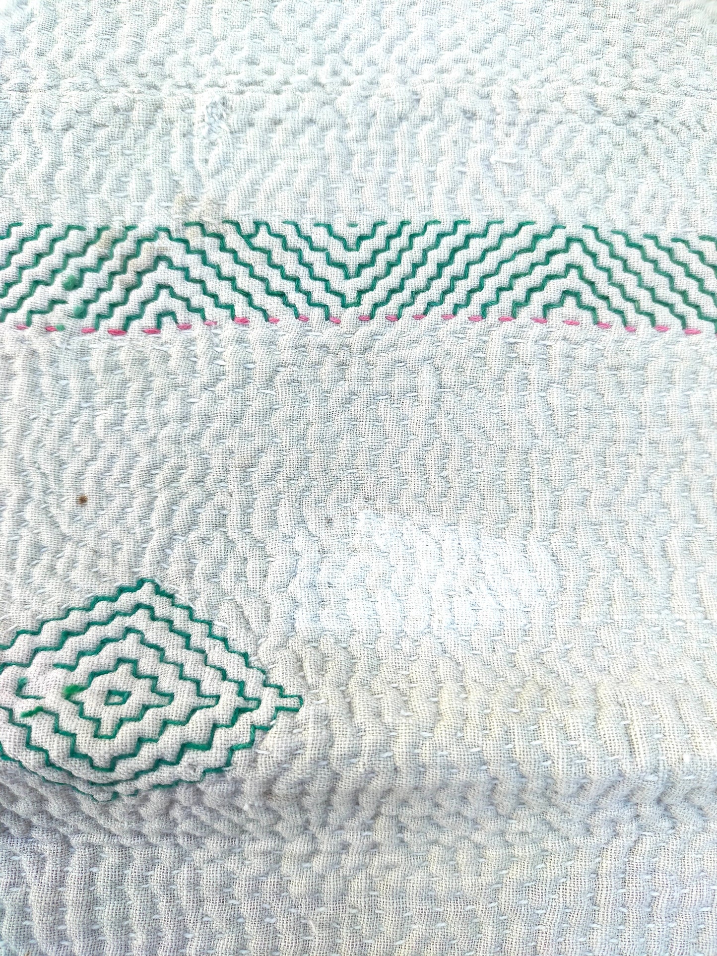 Vintage Hand-Stitched Patchwork Kantha Quilt From Made In India From Recycled Cotton Saris