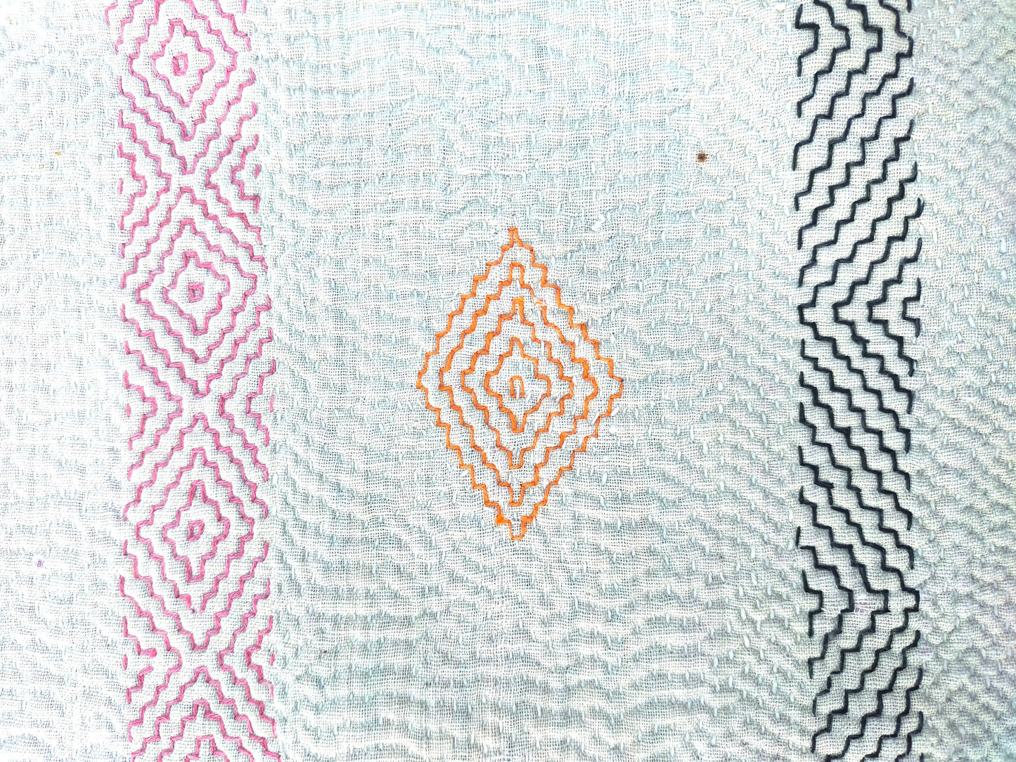 Vintage Hand-Stitched Patchwork Kantha Quilt From Made In India From Recycled Cotton Saris