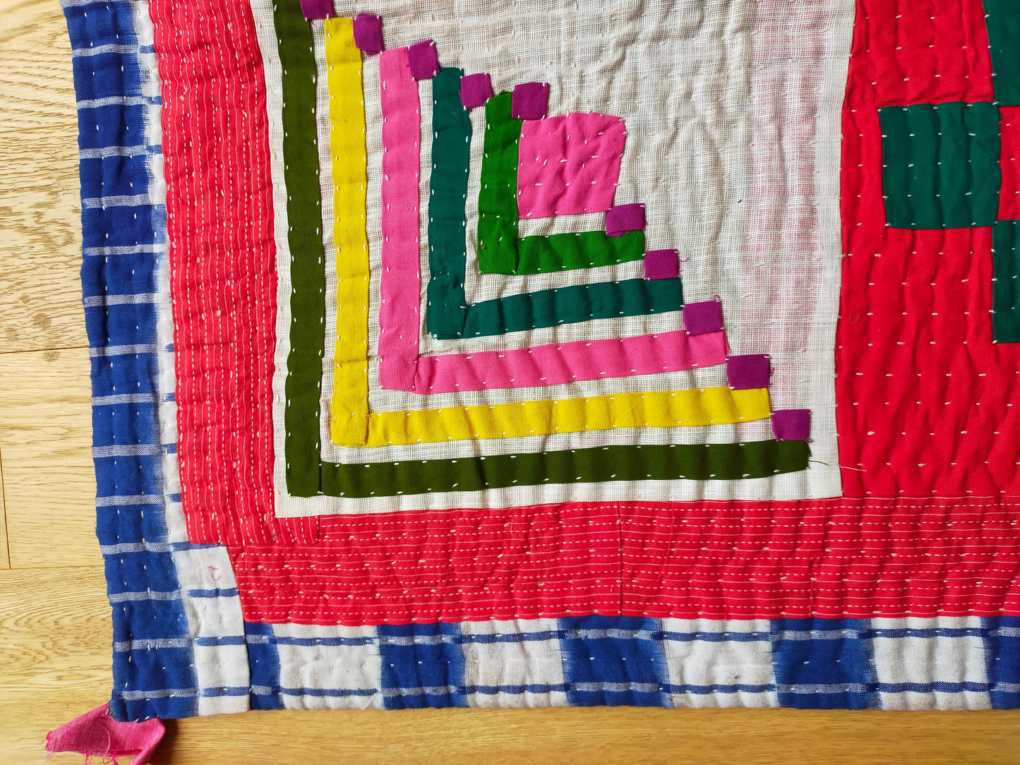 A Siddi Kawandi - A Patchwork Kantha Single Blanket Or Throw, Made With Upcycled Cotton - Hand-Stitched By African Indian Women In Karnataka