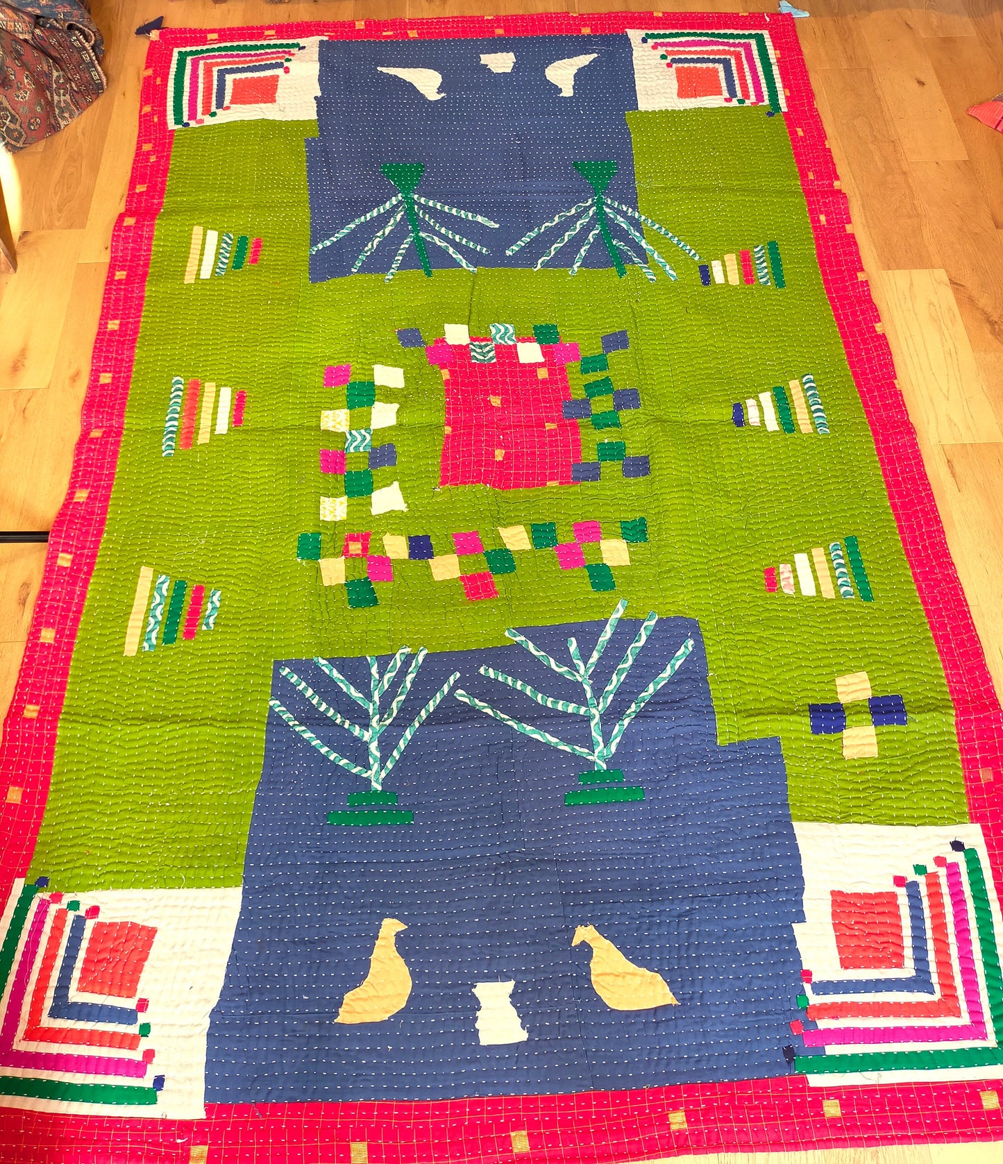 Siddi Kawandi - A Patchwork Kantha Quilt Or Throw Made With Recycled Cotton - Hand-Stitched By African Indian Women In Karnataka