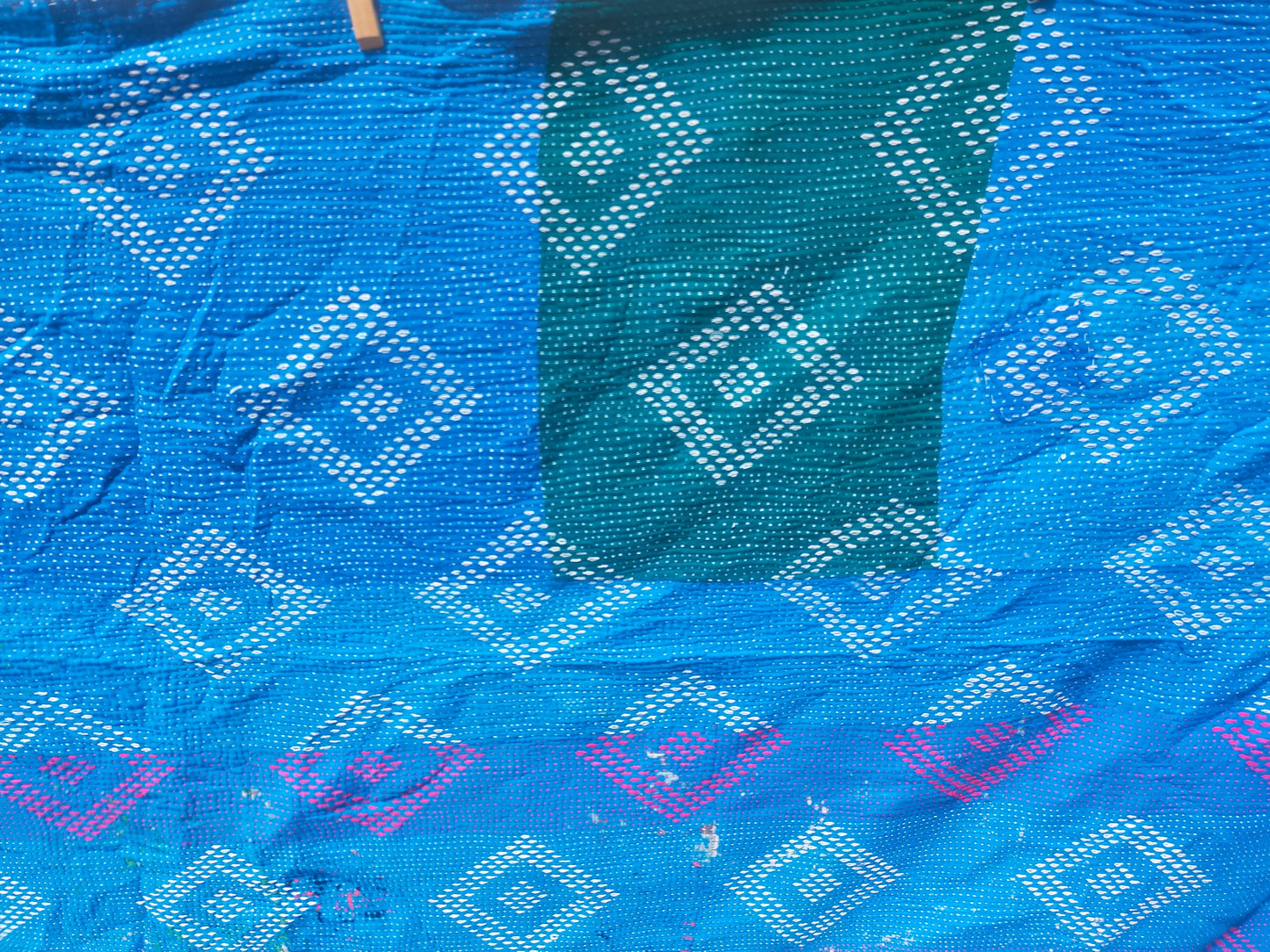 Vintage Hand Stitched Patchwork Kantha Blanket Quilt From India Made From Recycled Cotton Saris Blue Sashiko Style Indigo