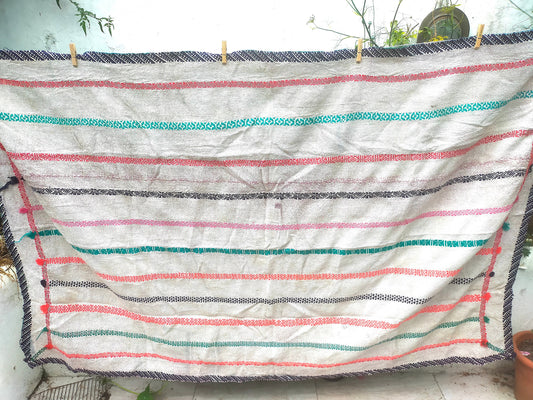 Vintage Hand-Stitched Patchwork Kantha Quilt From India Made From Recycled Cotton Saris