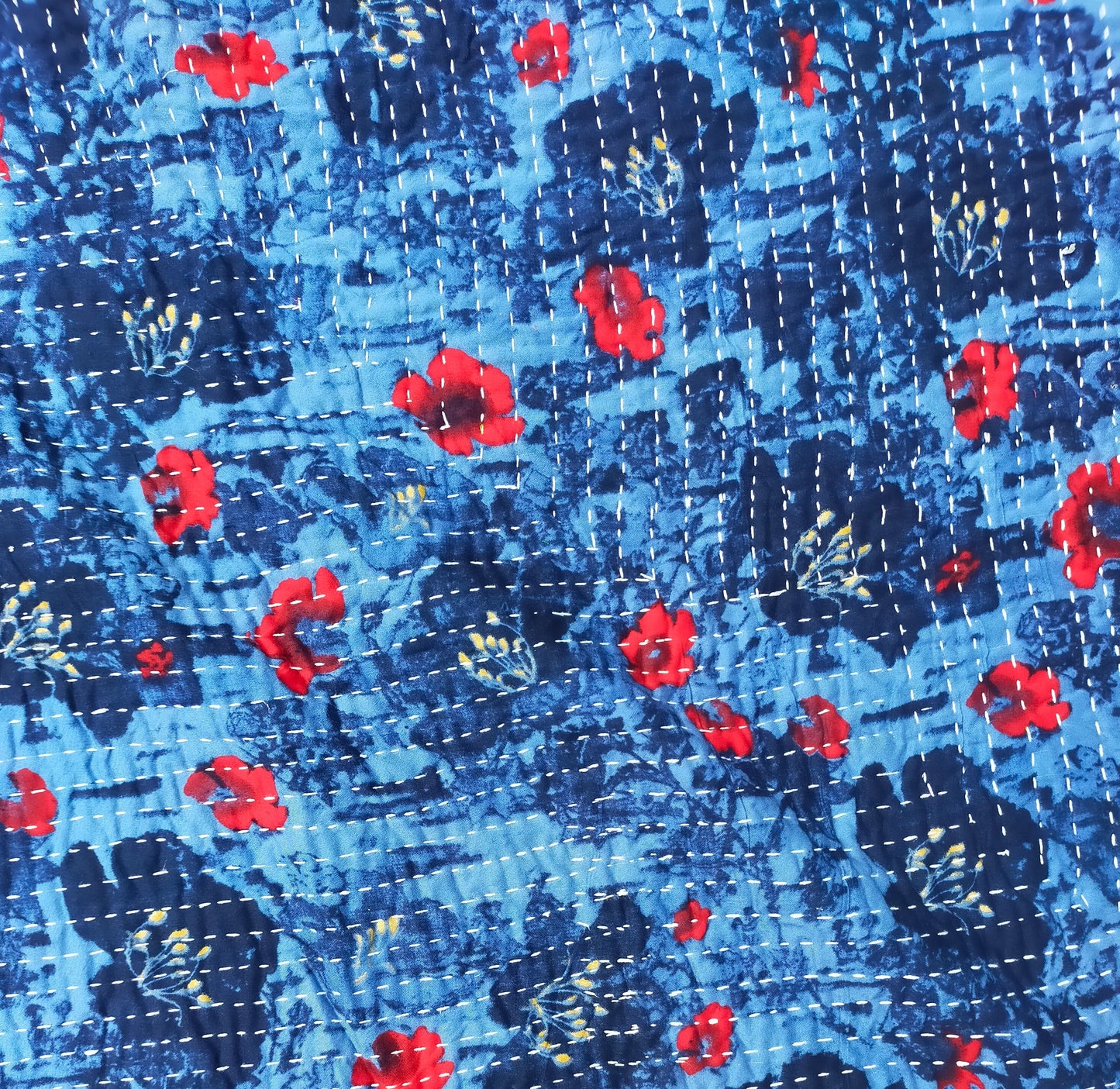 A Siddi Kawandi - A Large Patchwork Kantha Blanket Or Throw, Made With Upcycled Cotton - Hand-Stitched By African Indian Women In India