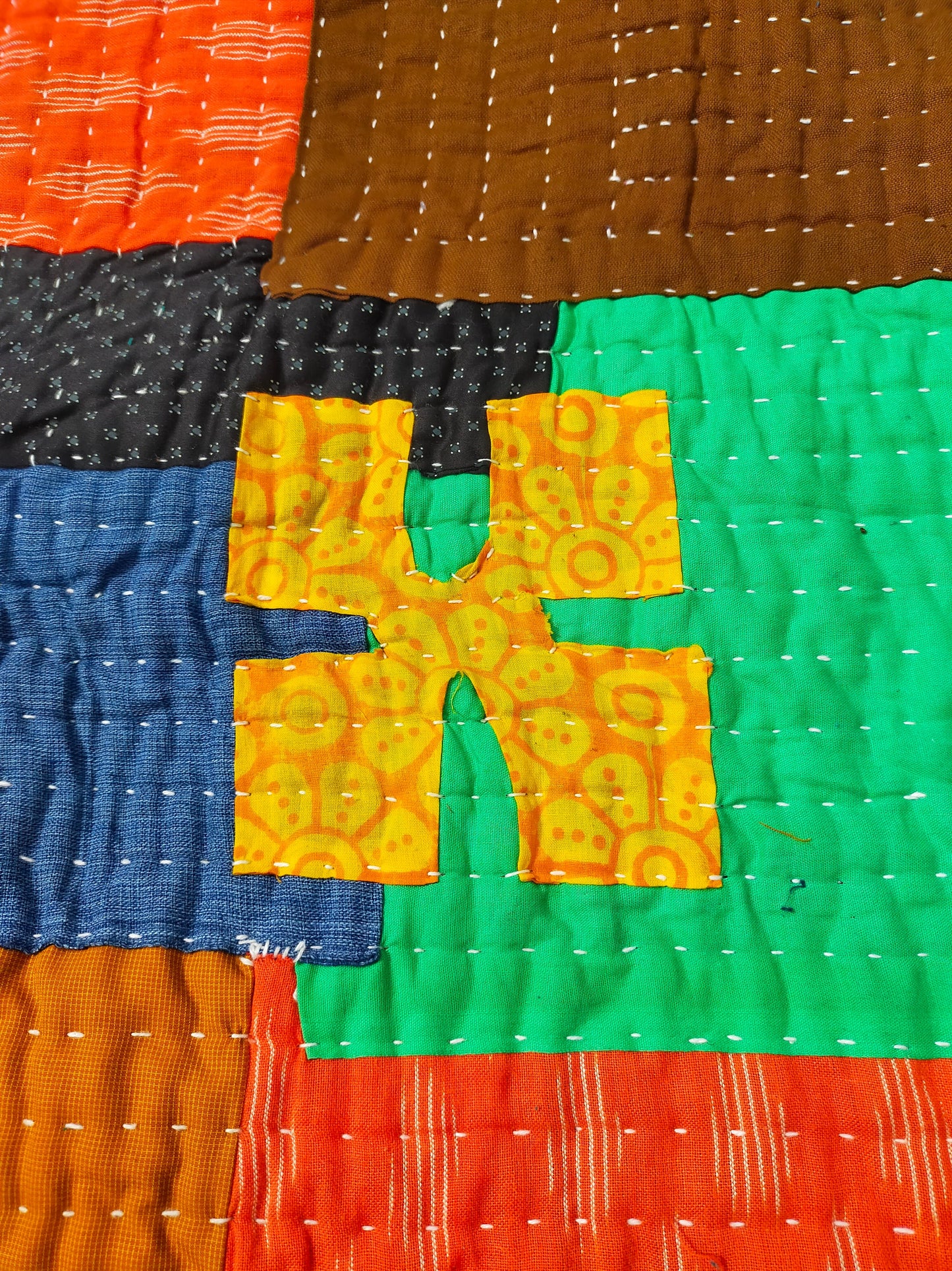Siddi Kavand - Patchwork Double Blanket, Made With Recycled Cotton Offcuts - Hand-Stitched By African Indian Women In India