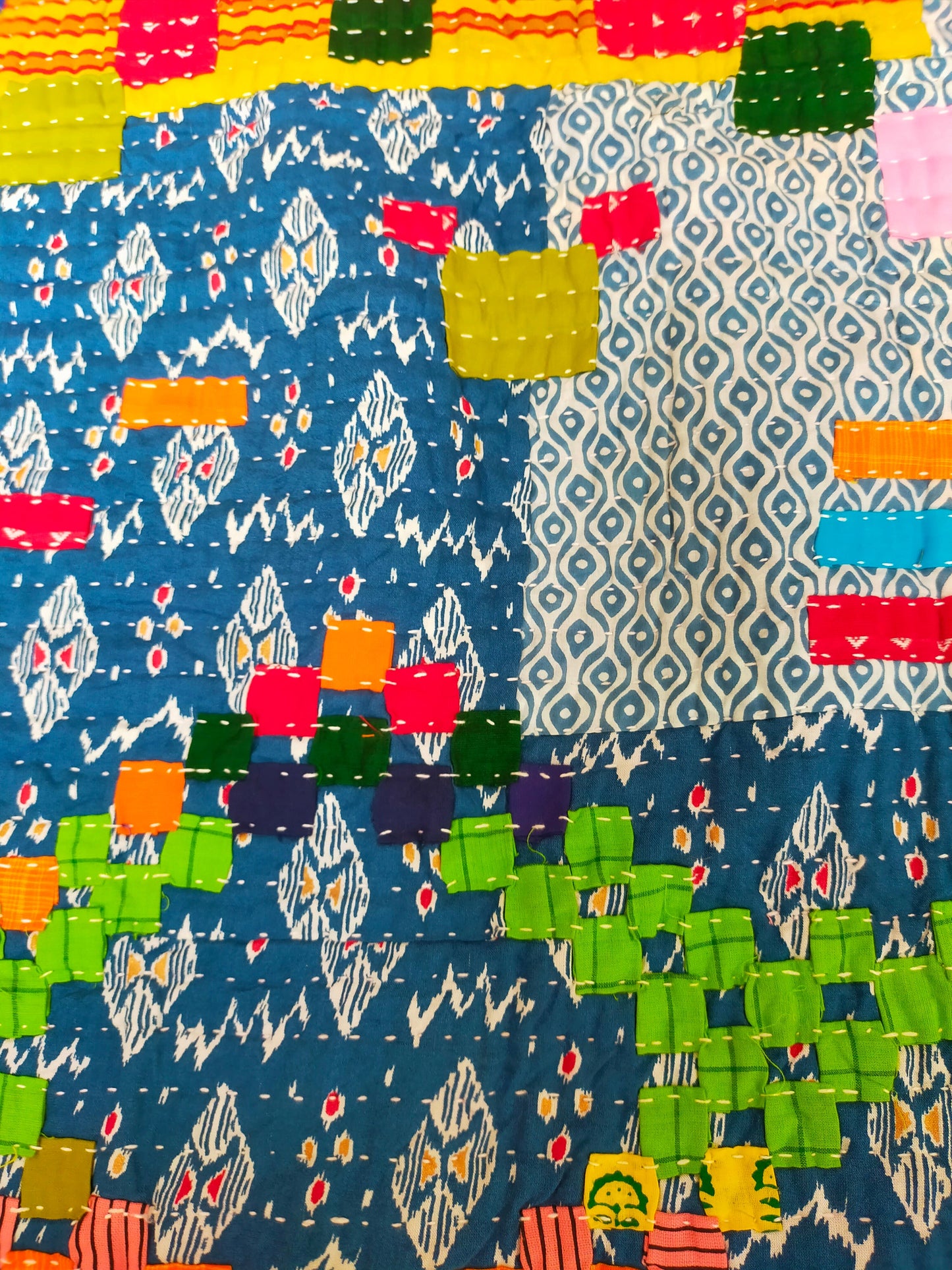 Siddi Kawandi - A Patchwork Kantha Blanket Or Throw, Made With Upcycled Cotton - Hand-Stitched By African Indian Women In India