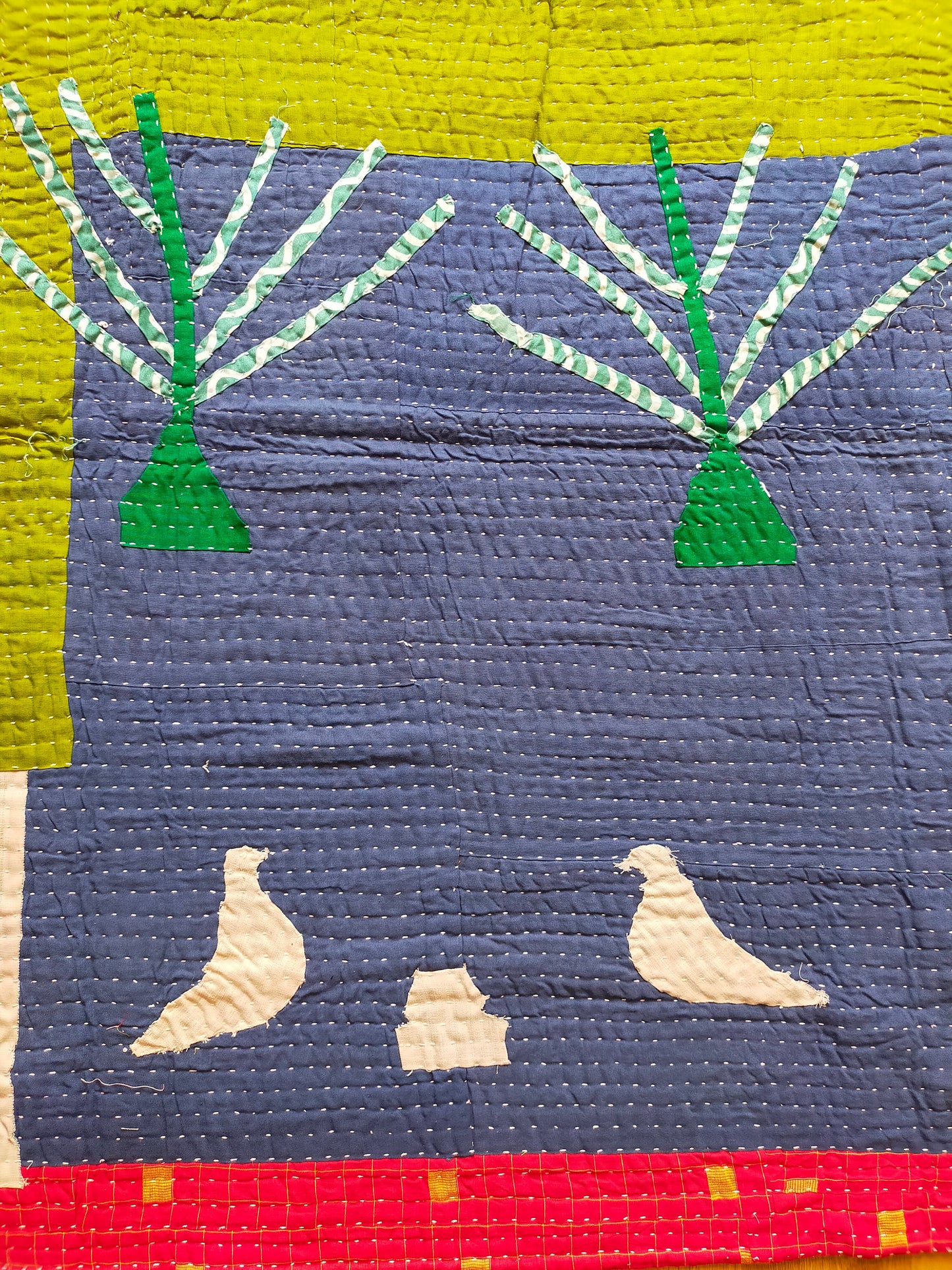 Siddi Kawandi - A Patchwork Kantha Quilt Or Throw Made With Recycled Cotton - Hand-Stitched By African Indian Women In Karnataka