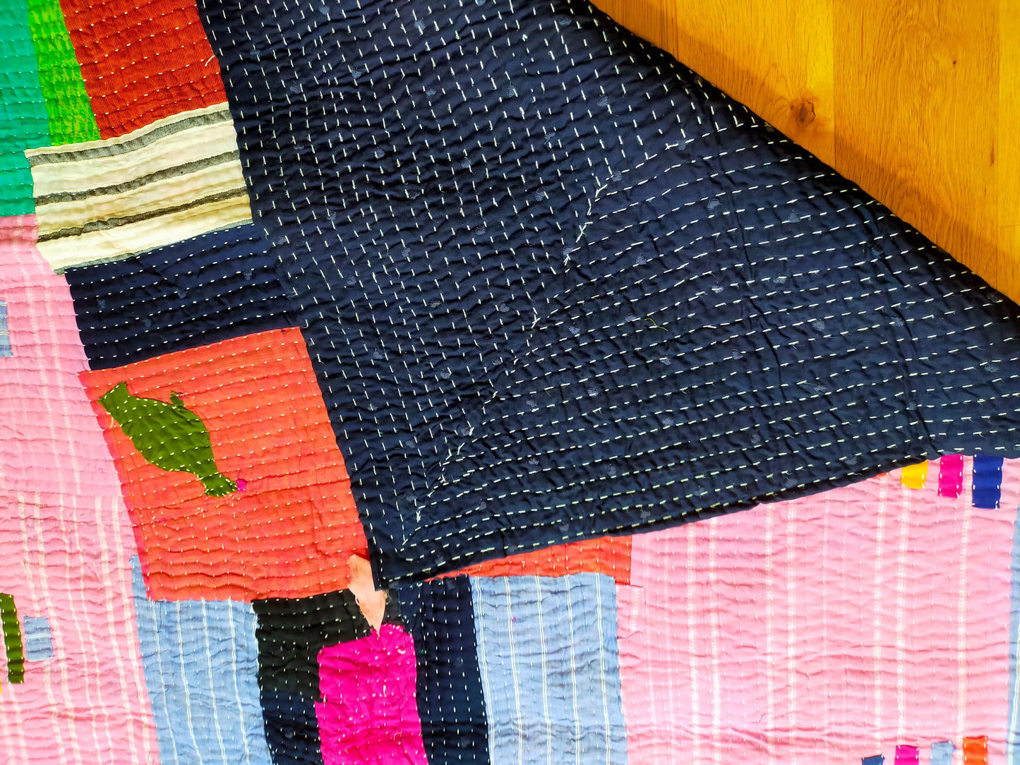 Siddi Kavand Patchwork Quilt (Kawandi) Quilted Blanket Hand Stitched By African Indian Women In India