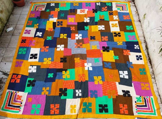 Siddi Kavand - Patchwork Double Blanket, Made With Recycled Cotton Offcuts - Hand-Stitched By African Indian Women In India