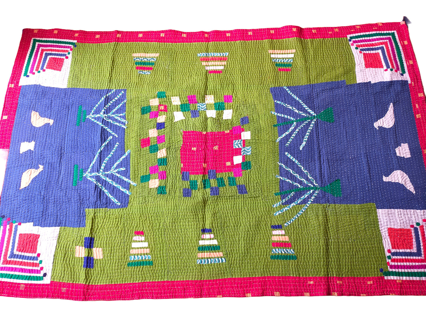 Siddi Kawandi - A Patchwork Kantha Quilt Or Throw Made With Recycled Cotton - Hand-Stitched By African Indian Women In Karnataka