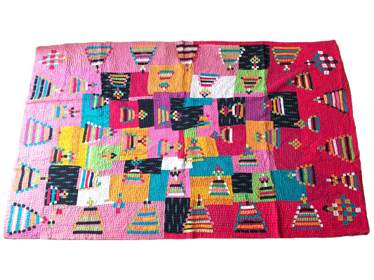 Siddi Kawandi - A Patchwork Kantha Single Quilt Or Throw, Made With Recycled Cotton - Hand-Stitched By African Indian Women In India