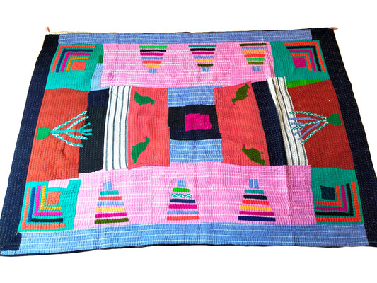 Siddi Kavand Patchwork Quilt (Kawandi) Quilted Blanket Hand Stitched By African Indian Women In India