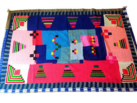 Siddi Tribal Patchwork Kawandi Quilted Kantha Blanket From India - Single Throw Or Blanket