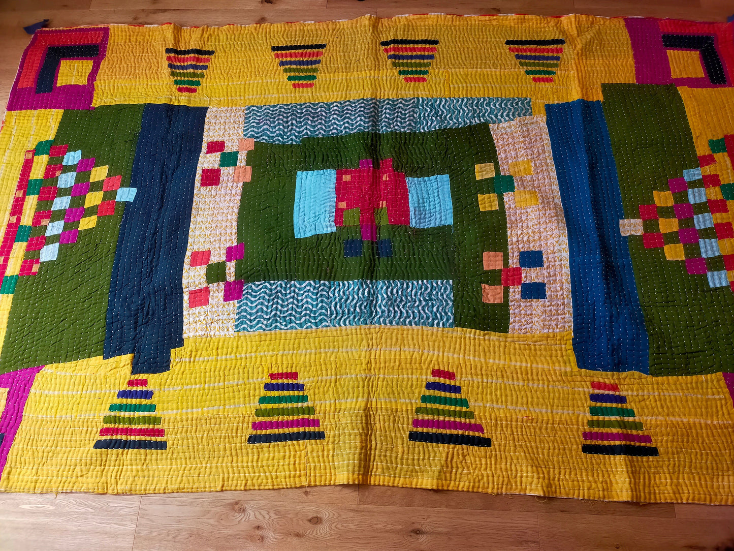 Siddi Kavand - Patchwork Kantha Blanket Or Throw, Made With Recycled Cotton - Hand-Stitched By African Indian Women In India