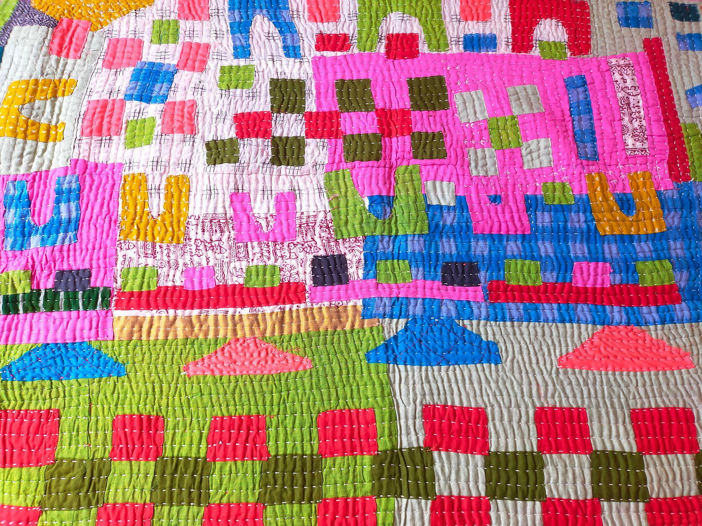 Hand-Stitched Siddi Kawandi Patchwork Quilt Made With Up-cycled Cotton In India