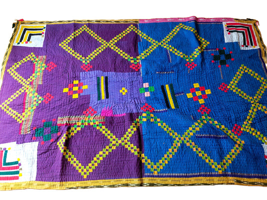 Hand-Stitched Siddi Kavand Or Kawandi Patchwork Quilt Made With Recycled Cotton In India