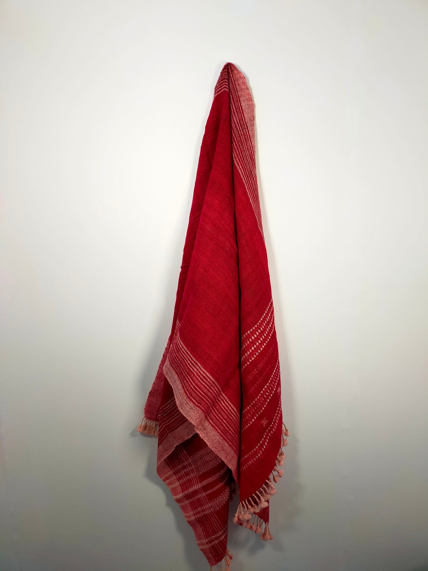 Handwoven Desi Wool (indian wool) Red Shawl/Throw From Kutch Gujarat