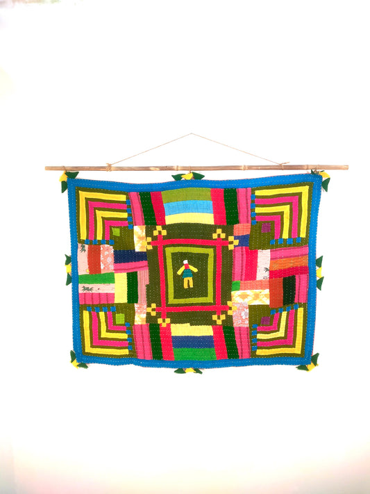 Siddi Kavand - Patchwork Textile Art Or Baby Blanket, Made With Recycled Cotton Offcuts - Hand-Stitched By African Indian Women In India