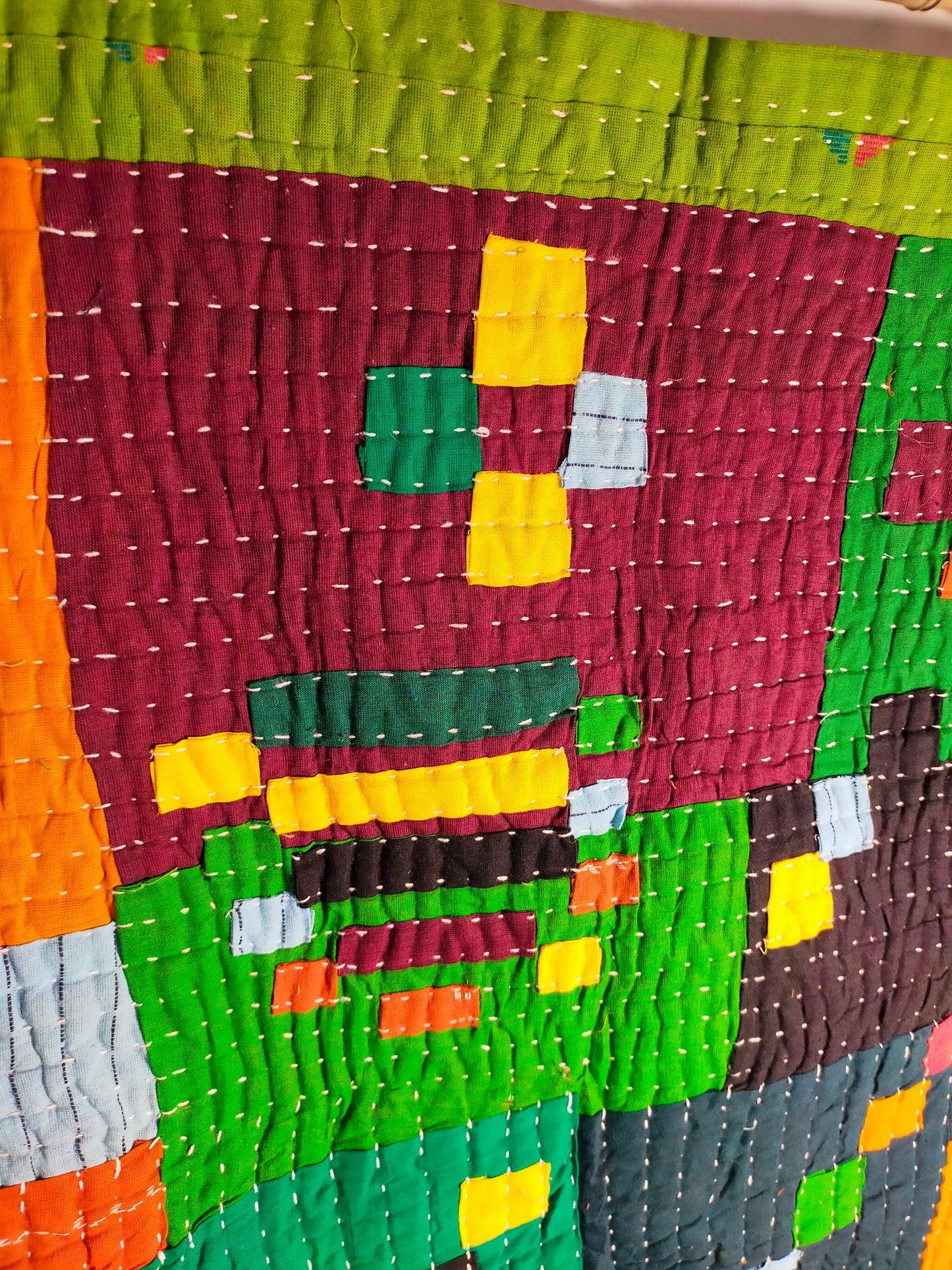 Siddi Kawandi - A Patchwork Baby Blanket Or Wall Hanging Textile Art Ethically Made By Tribal Women In India